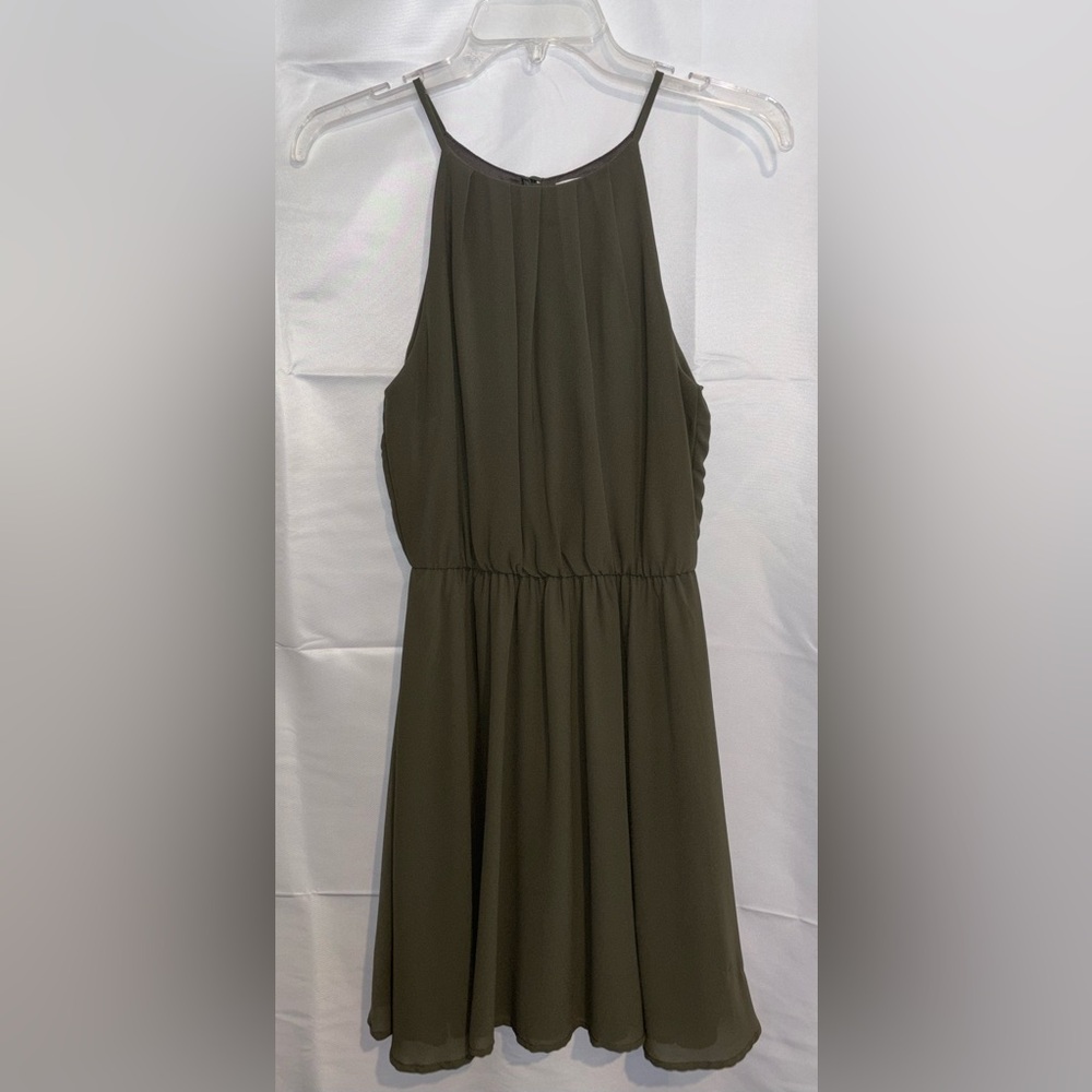 Lush Chiffon Olive Green Sleeveless Dress Size Small
